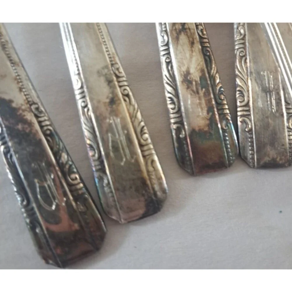 Wallace Personality Silverplate Flatware Monogrammed 43pc Art Deco 1938